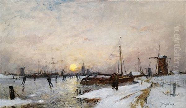Hollandische Winterlandschaft Mit Eislaufern - view 1