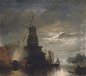 Moulin Et Scierie, Hollande by Johan Barthold Jongkind