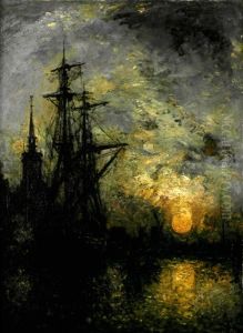 Tour De L'entree Du Port De Rotterdam by Johan Barthold Jongkind