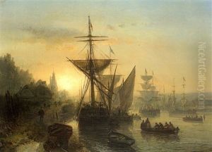 Voilier Dans Un Port, Hollande by Johan Barthold Jongkind