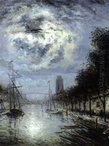 Clair De Lune Sur Le Canal, Dordrecht by Johan Barthold Jongkind