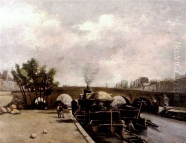 Continental Canal Landscape With Figures - view 1