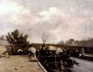 Continental Canal Landscape With Figures by Johan Barthold Jongkind