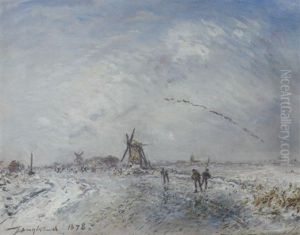 Scene D'hiver En Hollande by Johan Barthold Jongkind