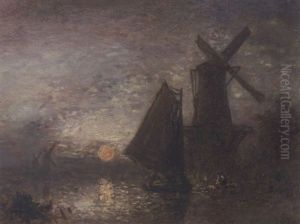 Coucher De Soleil Au Bord Du Schie by Johan Barthold Jongkind