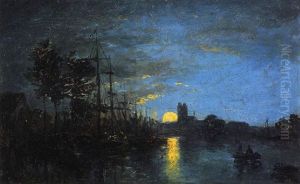 Vue Du Port De Dordrecht by Johan Barthold Jongkind