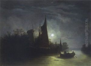Barque Au Clair De Lune by Johan Barthold Jongkind