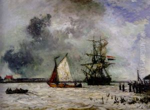 La Meuse A Dordrecht by Johan Barthold Jongkind