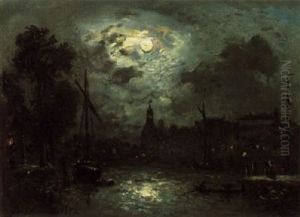 Vue Sur La Bowede A Amsterdam by Johan Barthold Jongkind