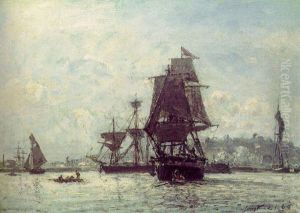 Les Grands Voiliers A Honfleur (le Port De Honfleur) by Johan Barthold Jongkind