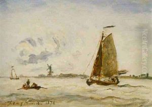 Voilier Sur La Meuse Pres De Dordrecht