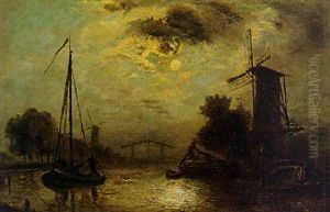 Moulin Au Clair De Lune by Johan Barthold Jongkind