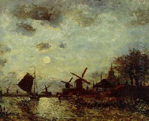 Moulins A Nuit Au Clair De Lune