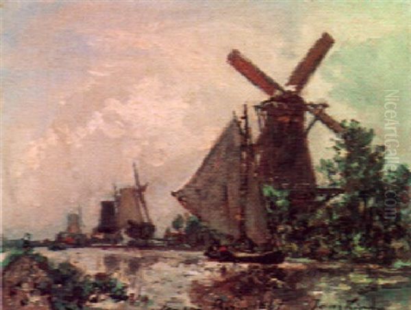 A Windmill In A Riverside Seascape - view 1