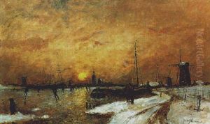 Patineurs A Dordrecht by Johan Barthold Jongkind