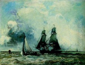 Bateaux Dans Une Baie En Hollande by Johan Barthold Jongkind