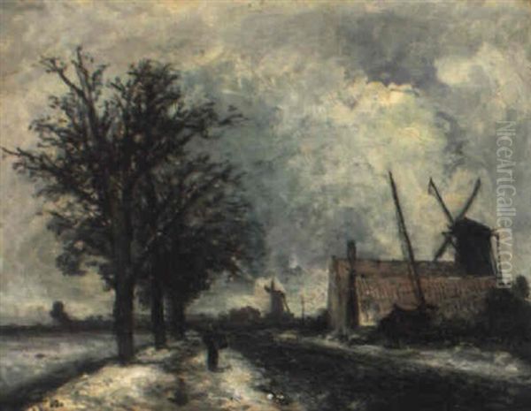 Canal Sous La Neige En Hollande - view 1
