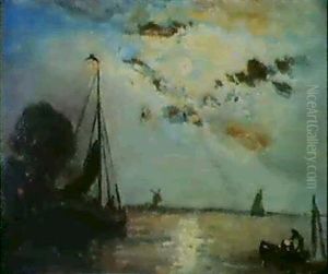 Clair De Lune En Hollande by Johan Barthold Jongkind