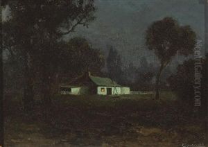 A Country Home At Nightfall A Country Home At Nightfall