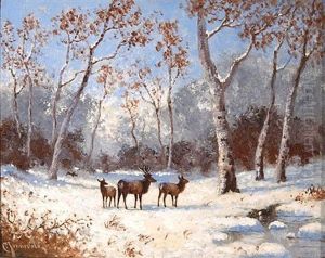 Deer Roaming In The Winter Snow Deer Roaming In The Winter Snow