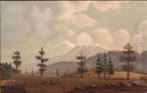 Deer Grazing In A Mountain Valley by Carl Henrik Jonnevold