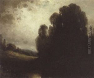A Wooded Landscape With A Pond In The Foreground by Carl Henrik Jonnevold