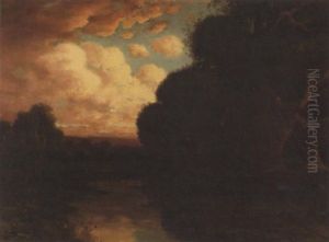 A Wooded Pond On A Cloudy Day A Wooded Pond On A Cloudy Day