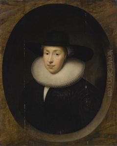 Portrait Of A Lady, Half Length by Cornelis Jonson Van Ceulen