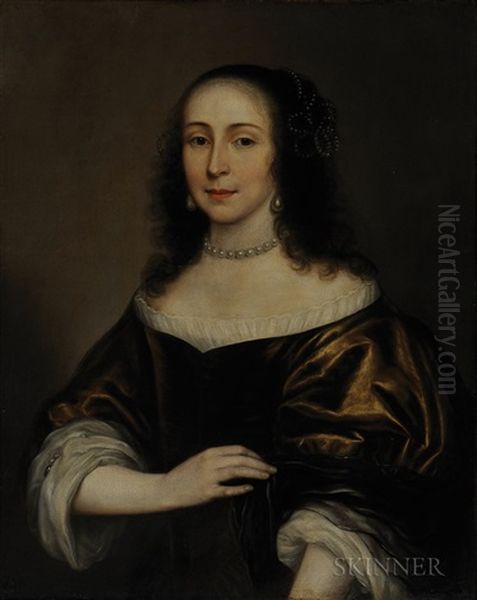Woman In Brown Adorned With Pearls - view 1