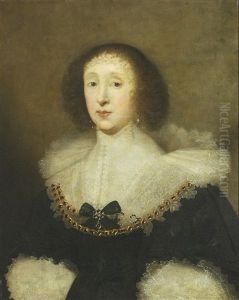 Portrait Of Carew Gorges, Wife Of John Crewe (1626 - 1684) by Cornelis Jonson Van Ceulen