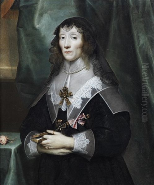 Portrait Of Queen Henrietta Maria In Mourning, Half-length - view 1