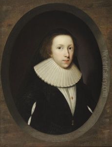 Portrait Of A Young Lady, Wearing A Black Dress And Lace Ruff, With Black Veil