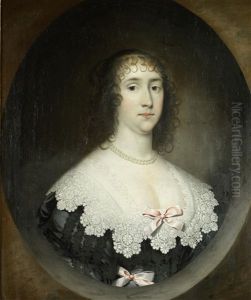 Portrait Of A Lady, Bust-length, In A Black Dress With A White Lace Collar by Cornelis Jonson Van Ceulen
