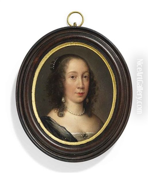 Lady Pakington, Nee Dorothy Coventry, In Decollete White Silk Dress, Black Gauze Shawl Over Her Right Shoulder, Pearl-set Brooch At Corsage, Pearl Necklace - view 1