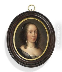 Lady Pakington, Nee Dorothy Coventry, In Decollete White Silk Dress, Black Gauze Shawl Over Her Right Shoulder, Pearl-set Brooch At Corsage, Pearl Necklace