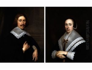 Bildnis Eines Herren (+ Bildnis Einer Dame; Pair) by Cornelis Jonson Van Ceulen