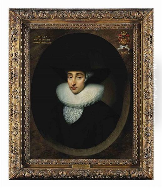 Portrait Of Maria Thielen In A Black Dress And Beaver Hat, A Ruff, Lace Cap And An Embroidered Partlet - view 1
