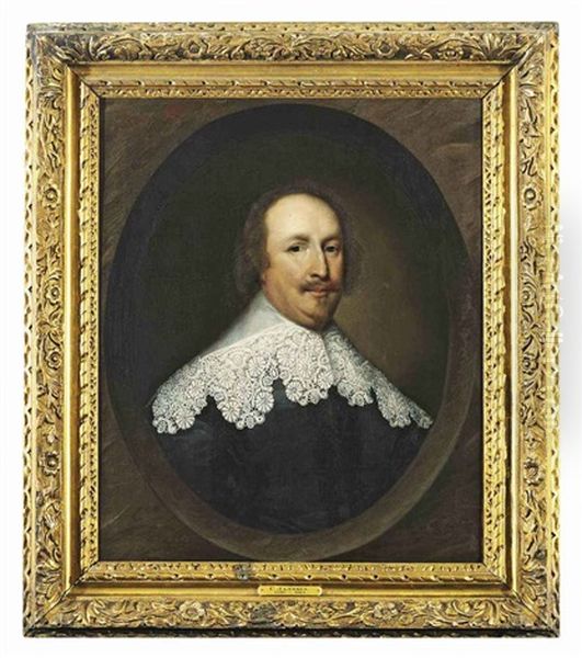 Portrait Of A Gentleman (william Lenthall) In A Black Doublet With A Lace Collar - view 1