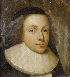 Portrait Of A Young Lady In A Black Dress And White Collar