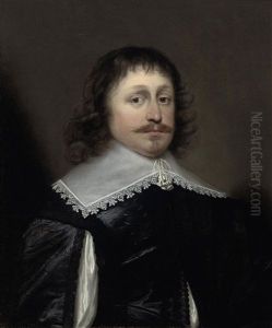 Portrait Of A Man (john Hawtrey ?) In A Black Jacket With Lace Collar