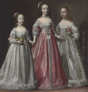Portrait Of Three Girls, The Youngest Holding An Apple, The Middle Holding A Rose Portrait Of Three Girls, The Youngest Holding An Apple, The Middle Holding A Rose