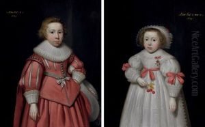 Portrait Of A Young Boy (+ Portrait Of A Young Girl; Pair) by Cornelis Jonson Van Ceulen