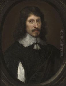 Portrait Of A Gentleman In A Black Doublet With Slashed Sleeves And A Black Cloak by Cornelis Jonson Van Ceulen