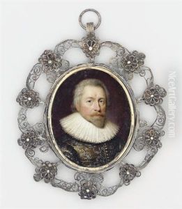 A Gentleman, In Silver-embroidered Grey Doublet, White Lace Ruff by Cornelis Jonson Van Ceulen