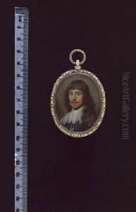 A Gentleman, Wearing Black Doublet And White Lace Collar With Tassels, His Long Dark Hair Curled A Gentleman, Wearing Black Doublet And White Lace Collar With Tassels, His Long Dark Hair Curled