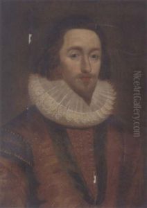 Portrait Of George Villiers, 1st Duke Of Buckingham, In A Gold Doublet And Lace Ruff, Wearing The Order-of-the-garter