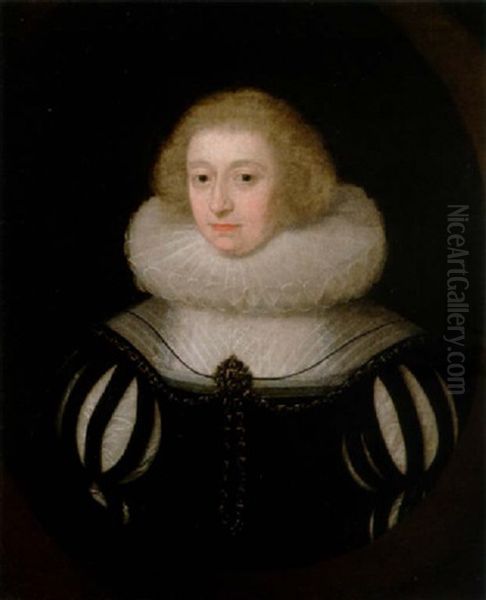 Portrait Of A Lady In A Black Dress With Slashed Sleeves And A White Ruff - view 1