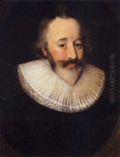 Portrait Of Sir Henry Spiller Of Laleham Wearing A Black Tunic And White Ruff - view 1