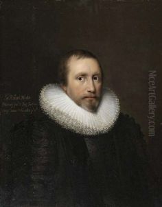 Portrait Of Sir Robert Heath In A Black Doublet With A White Ruff