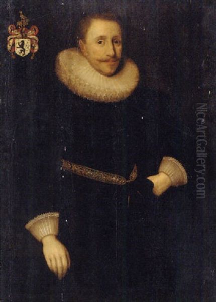 Portrait Of A Gentleman In A Black Jacket With A White Ruff Collar And White Sleeves - view 1